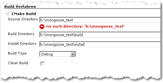 CMake Builder Configuration Page